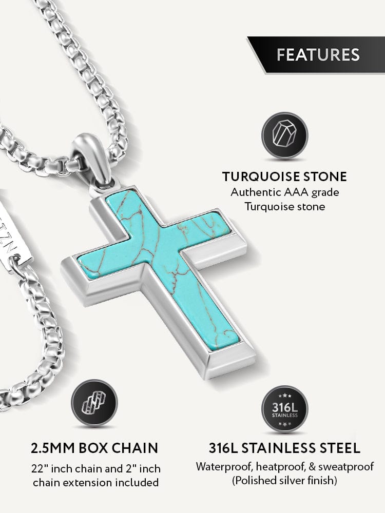 Turquoise Cross Pendant Necklace