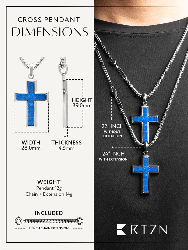 Lapis Lazuli Cross Pendant Necklace