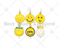Yellow White Enamel Fun Emoji Charm Pendant, 18K Gold Filled Enamel Charm, Emojis Jewelry, Fun Jewlery,15x18mm,sku#L600