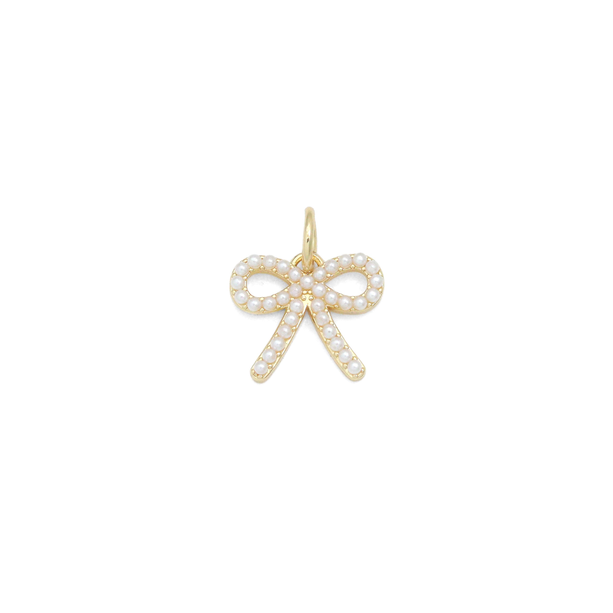 Cute Pearl Bowknot Charm Pendant, Sku#LX965