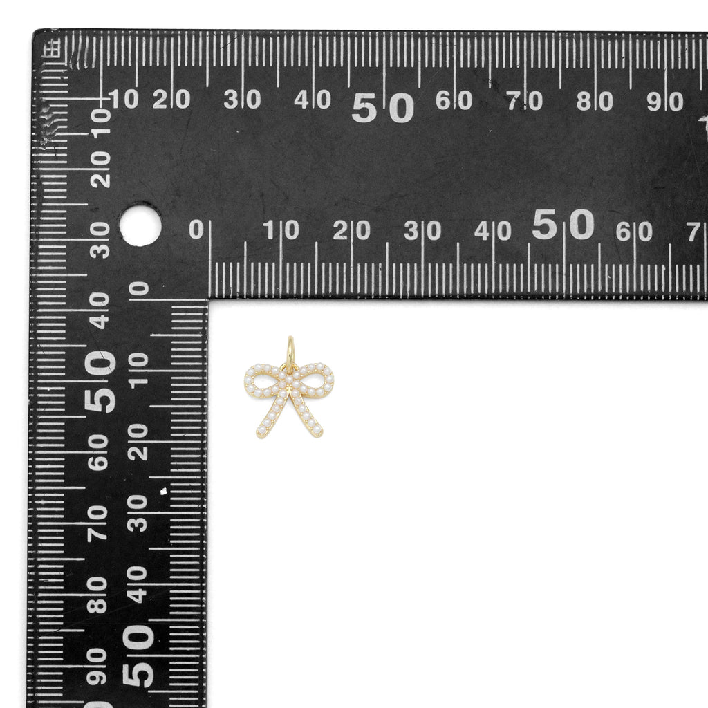 Cute Pearl Bowknot Charm Pendant, Sku#LX965