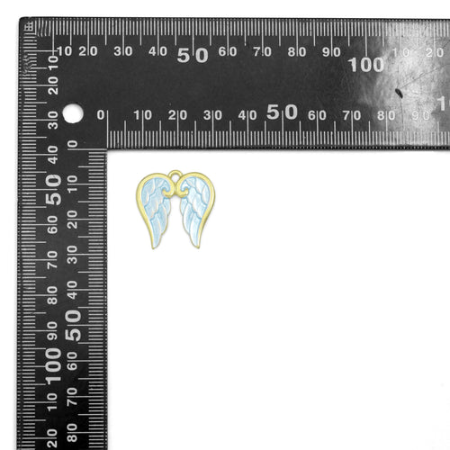 Gold Blue Angel's Wings Charm Pendant, Sku#LX976