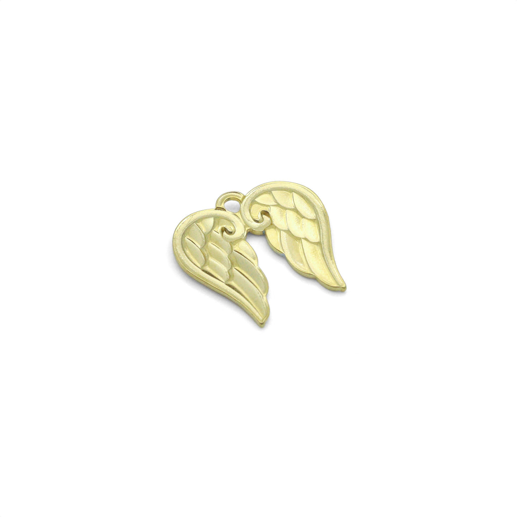 Gold Blue Angel's Wings Charm Pendant, Sku#LX976