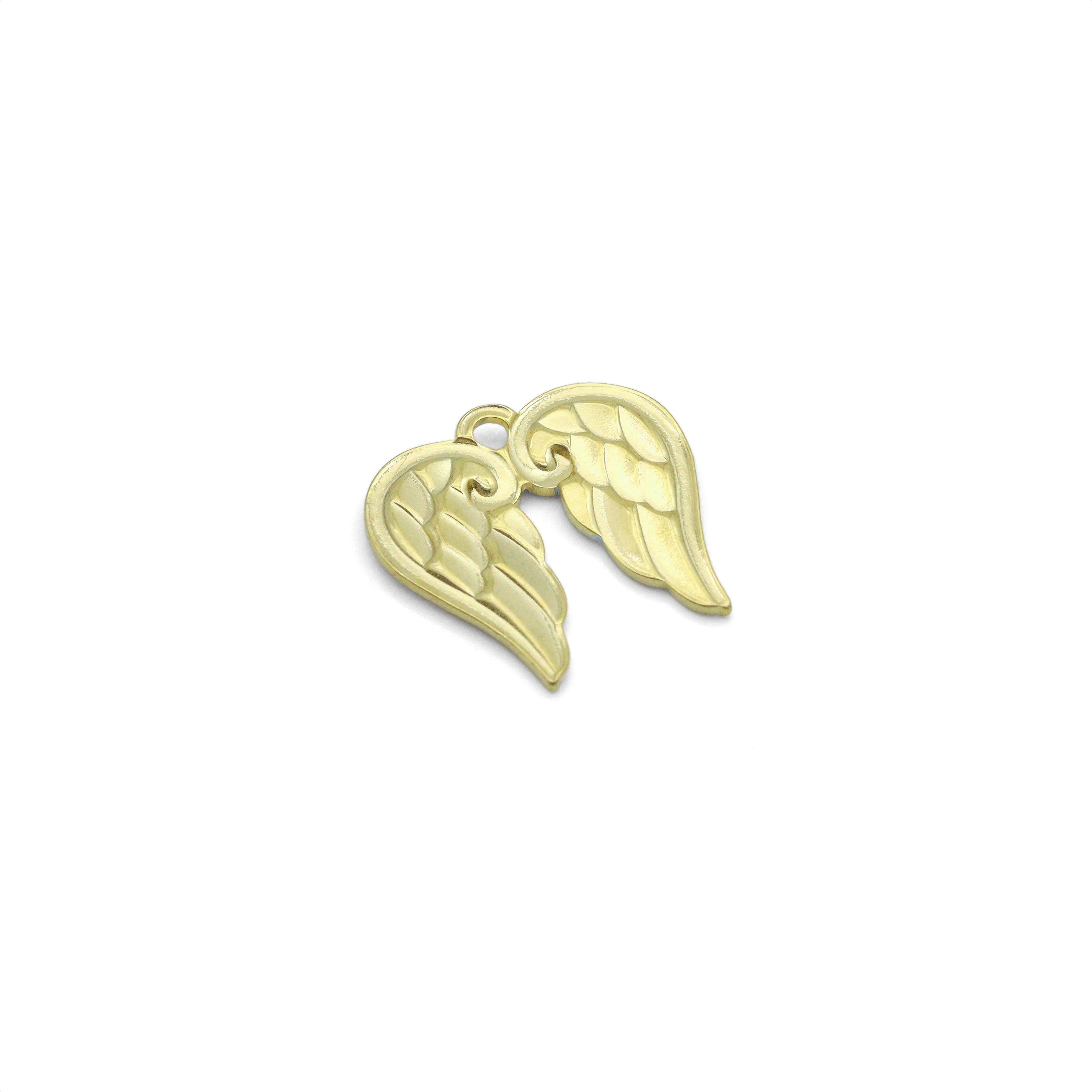 Gold Blue Angel's Wings Charm Pendant, Sku#LX976