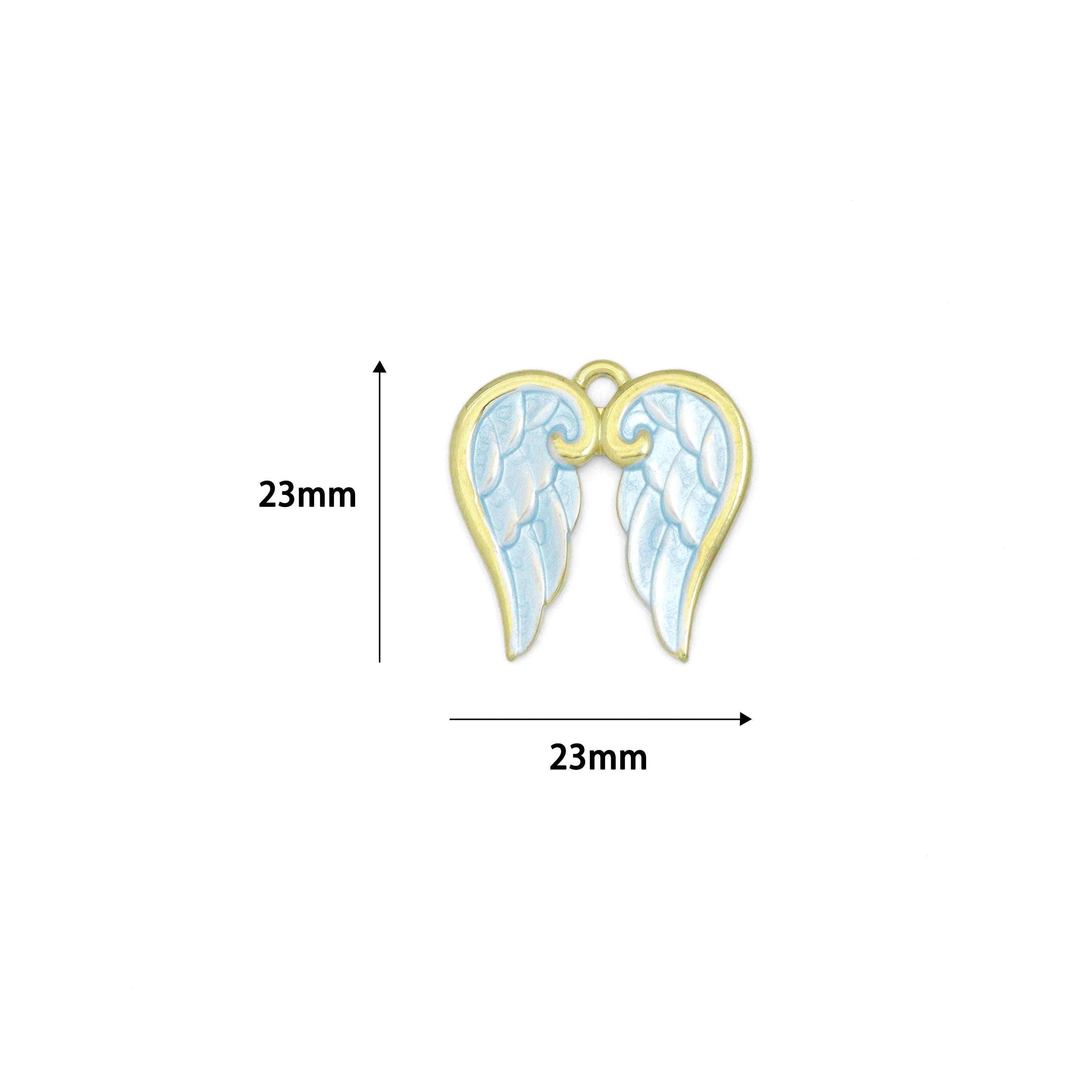 Gold Blue Angel's Wings Charm Pendant, Sku#LX976