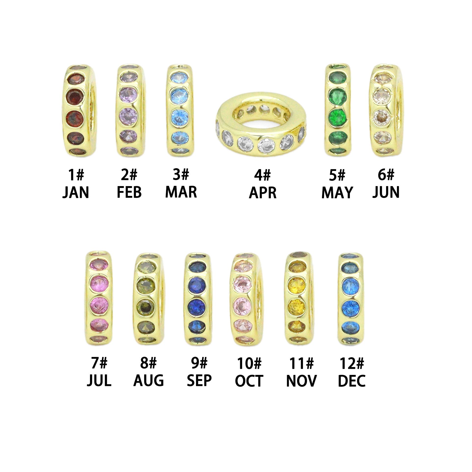 Birthstone Spacer,Spacer for Necklace, birthstone Charm Pendant, Sku#LX977