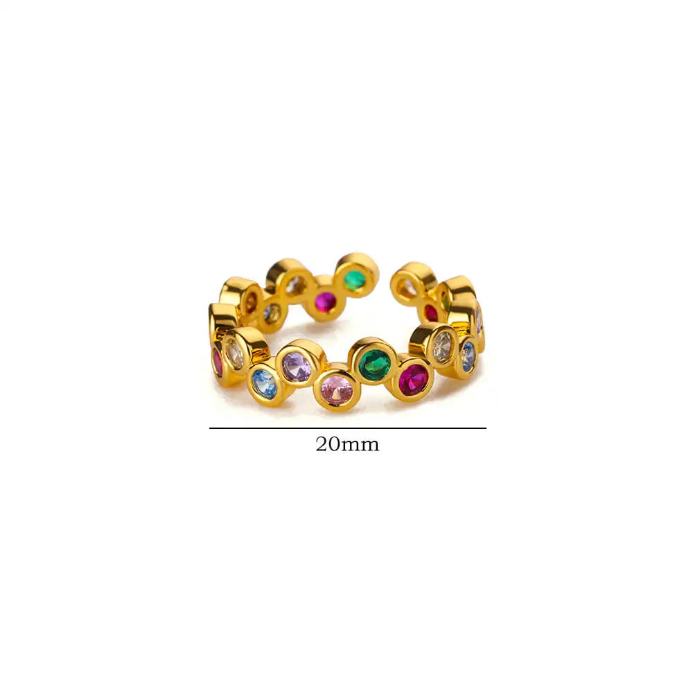 Colorful Tiny Round Rings For Women Stainless Steel Gold Color Adjustable Wedding Ring Luxury Aesthetic Jewlery Couple Gift