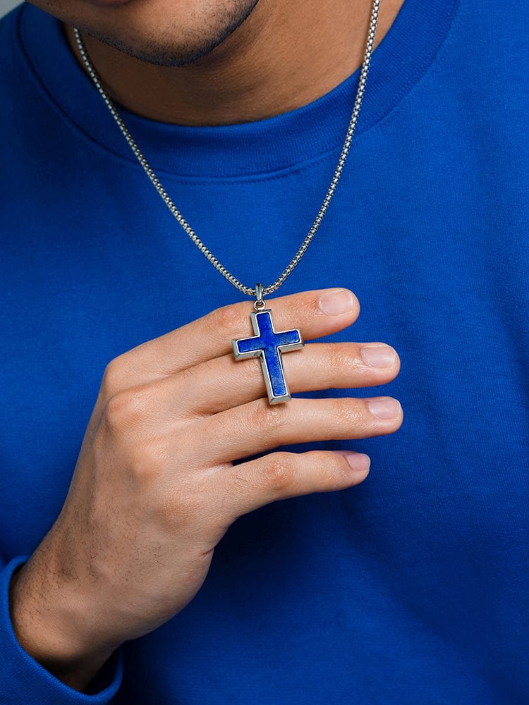Lapis Lazuli Cross Pendant Necklace
